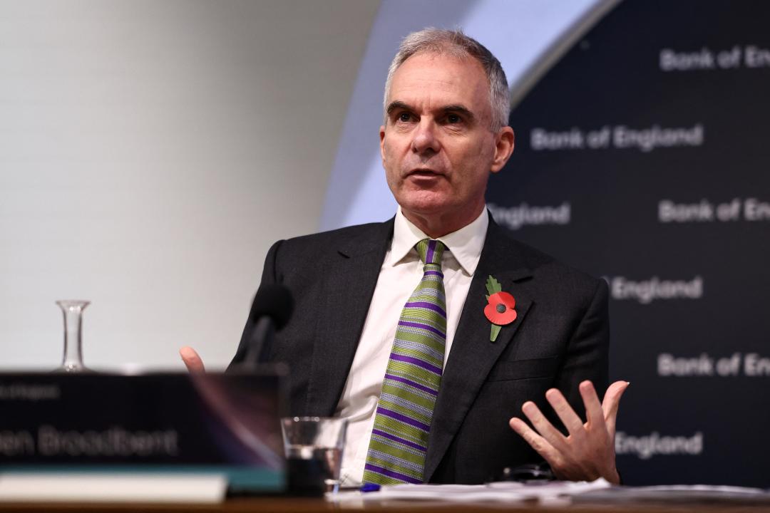 Deputy Governor, Monetary Policy of the Bank of England Ben Broadbent reacts as he attends a press conference concerning interest rates, at the Bank of England, in London, on November 2, 2023. (Photo by HENRY NICHOLLS / POOL / AFP) (Photo by HENRY NICHOLLS/POOL/AFP via Getty Images)