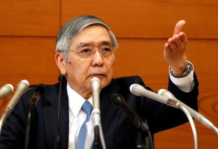 Bank of Japan (BOJ) Governor Haruhiko Kuroda attends a news conference at the BOJ headquarters in Tokyo