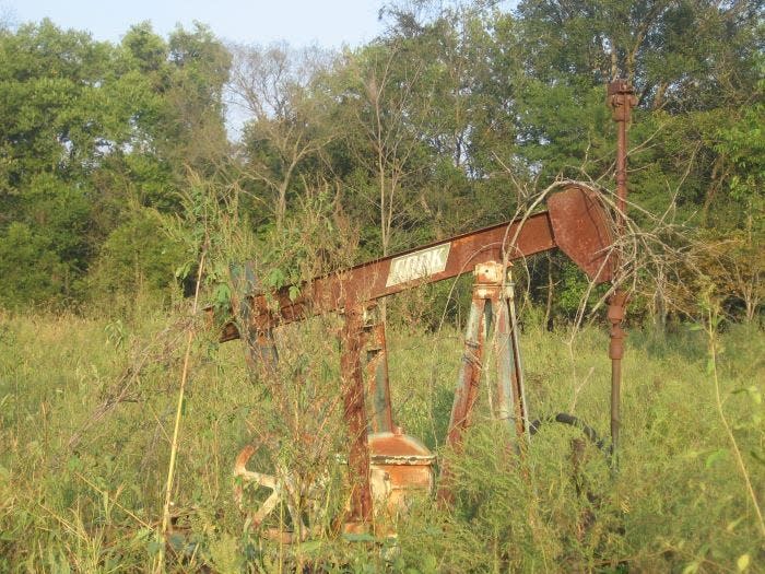 An abandoned oil well.