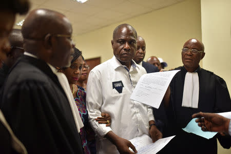 FILE PHOTO: Martin Fayulu, runner-up in Democratic Republic of Congo's presidential election, delivers his appeal contesting the Congo's National Independent Electoral Commission (CENI) results of the presidential election at the constitutional court in Kinshasa, Democratic Republic of Congo, January 12, 2019. REUTERS/Olivia Acland