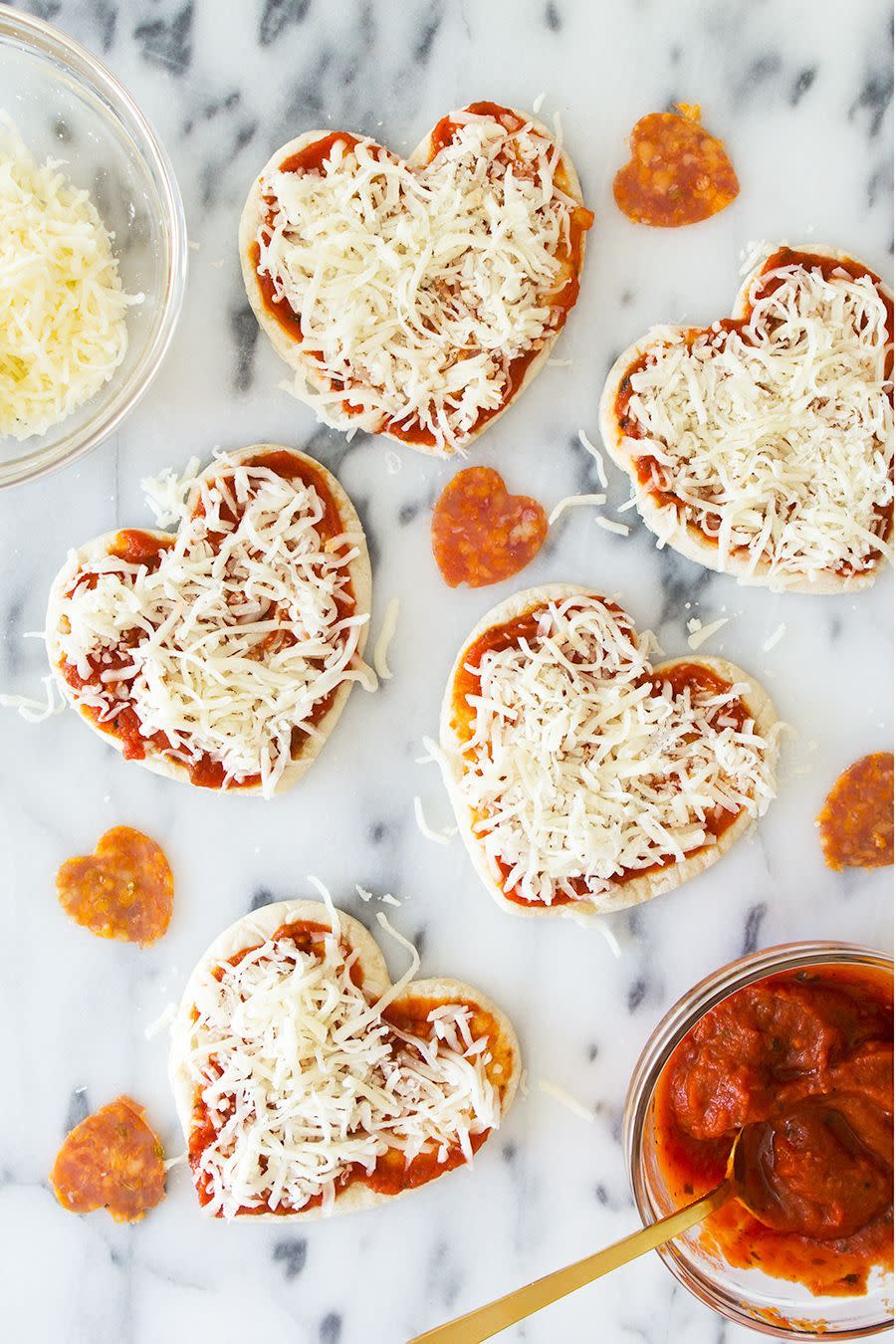 Mini Heart-Shaped Pizzas