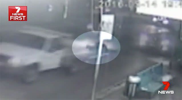 Rozali drives off while his victim lies on the ground. Source: 7 News