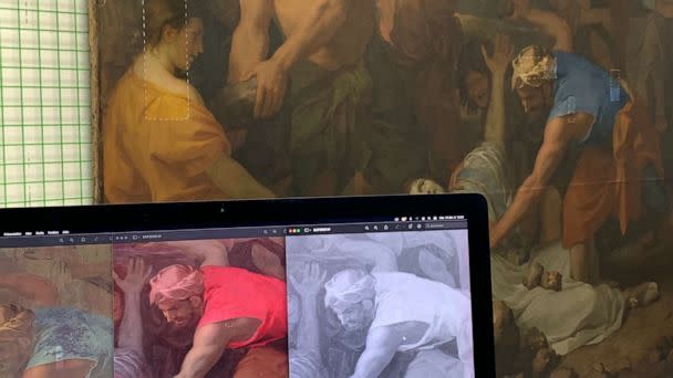 PHOTO: Paint layer analysis on The Martydom of St. Stephen by Charles Le Brun. (Arcanes)