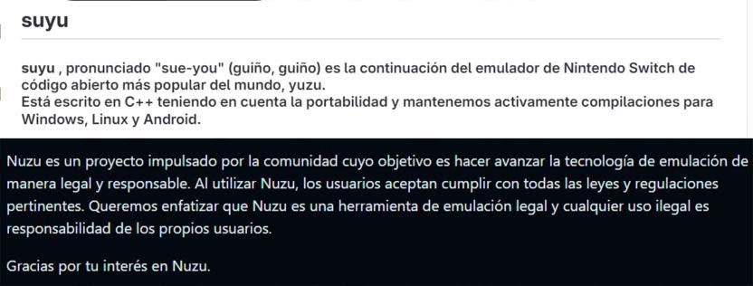 Descripciones de los nuevos emuladores Suyu y Nuzu.