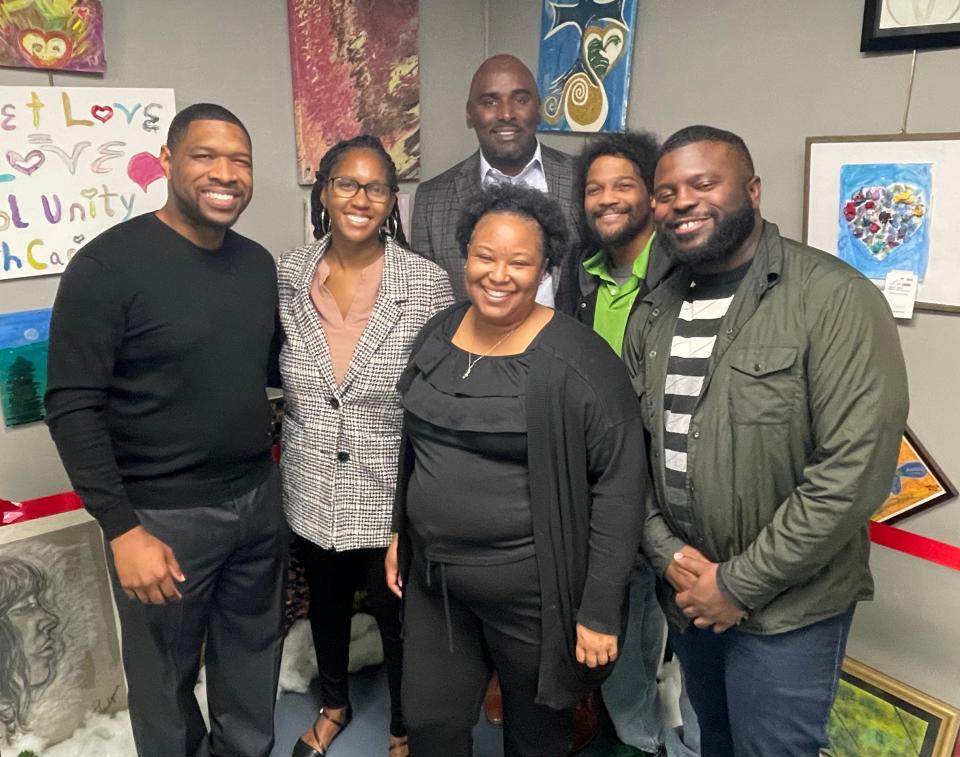 100Knoxville welcomes these business owners/founders as its Winter 2022 Cohort. From left are Andrew Osakue, Aly Taylor, Reico Hopewell, Kryshonna Wilson, Colby Earles and Jarius Bush. Dec. 2021