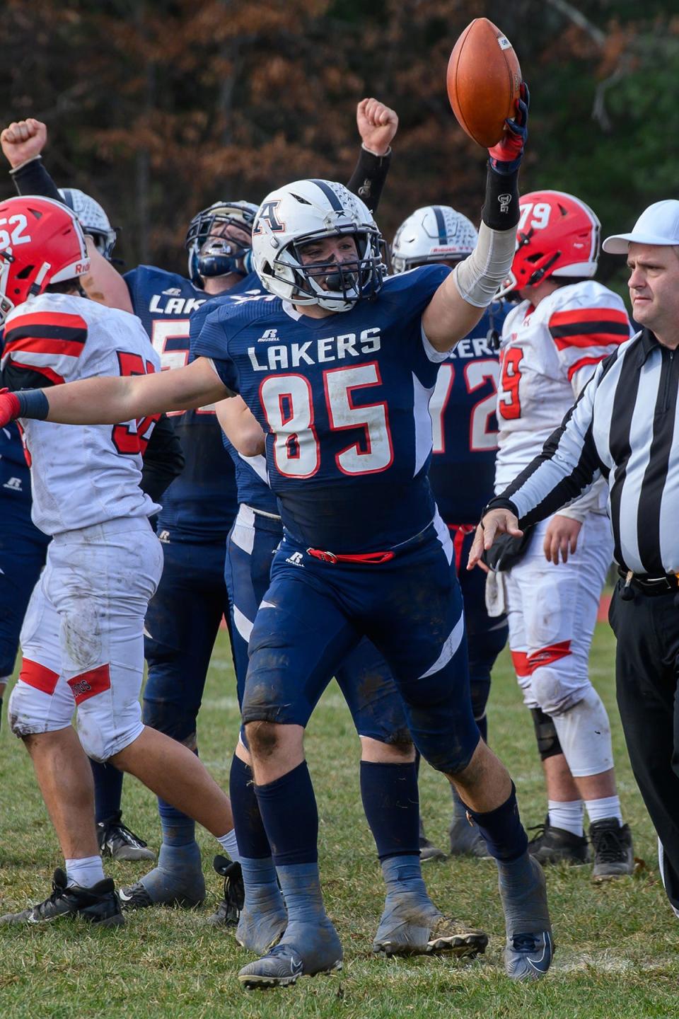 Apponequet's Ethan Brown recovers an ORR fumble late in the game.