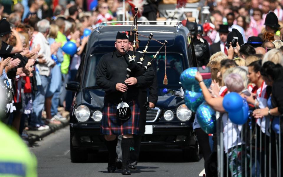 The cortege for the funeral of six year old Sunderland FC fan, Bradley Lowrey makes it's way to St Joseph's Church - Credit: Jeff J Mitchell/Getty Images