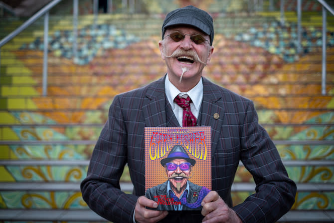 Gary Fisher with his new autobiography, 'Being Gary Fisher and The Bicycle Revolution'