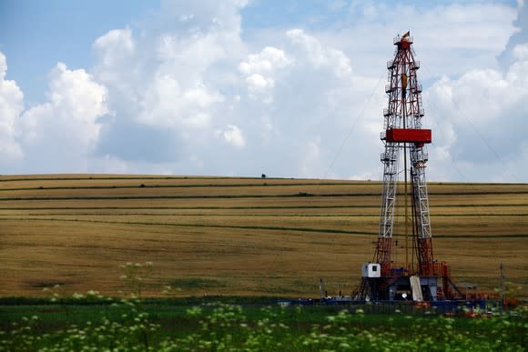 Drilling rig in field