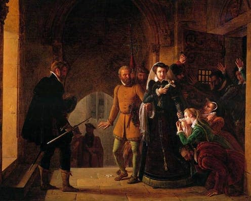 <span class="caption">Mary Queen of Scots was at the centre of numerous plots to kill Queen Elizabeth I.</span> <span class="attribution"><span class="source">Pierre Révoil (1776–1842)</span></span>