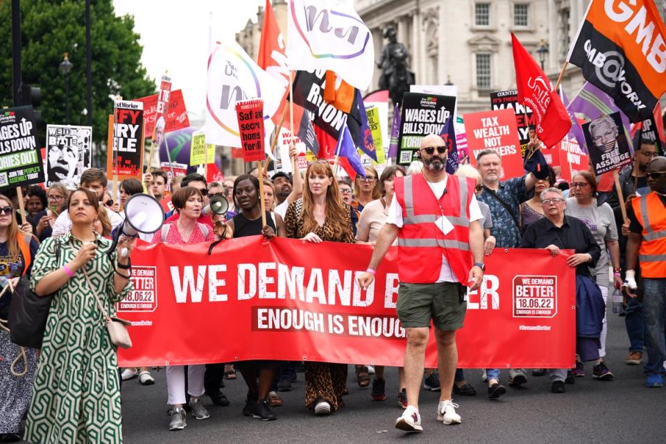 Labour Party deputy leader Angela Rayner (centre) takes part in a TUC national demonstration in central London (Yui Mok/PA) (PA Wire)