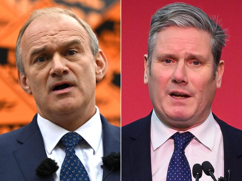 Ed Davey and Keir Starmer have been urged to forge an electoral pact in Mid Bedfordshire (Getty)