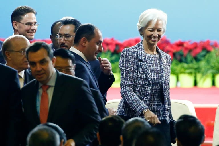 International Monetary Fund (IMF) Managing Director Christine Lagarde arrives for the opening ceremony of the Belt and Road Forum in Beijing, on May 14, 2017