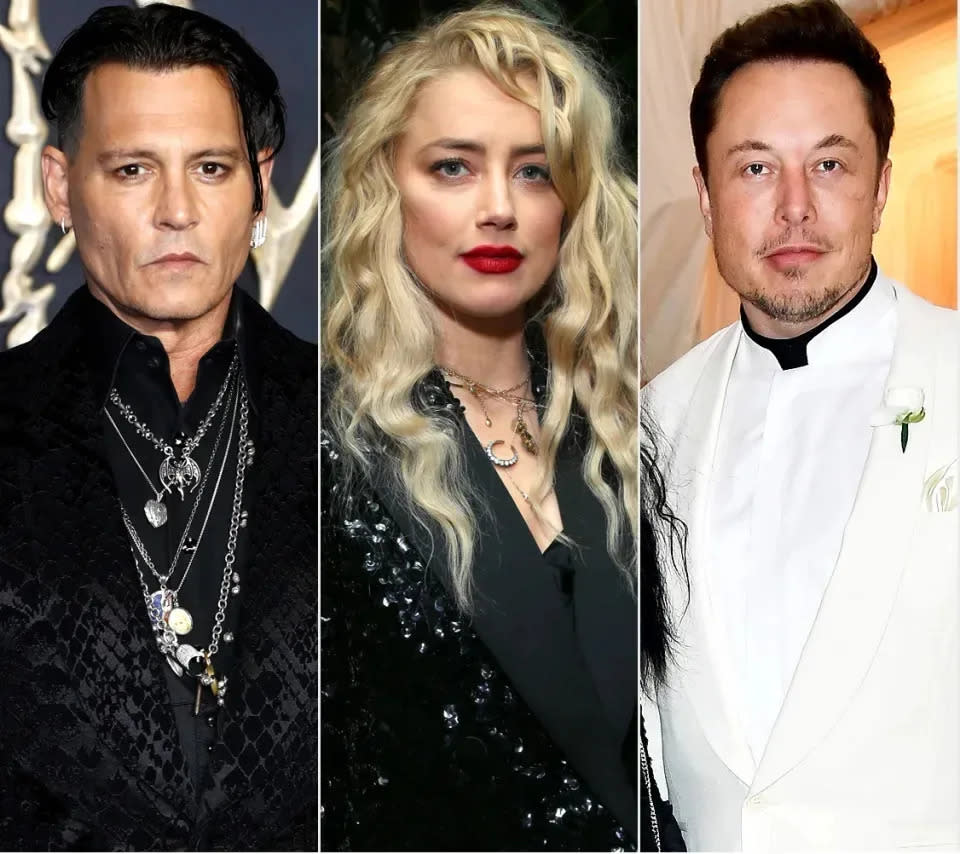 Johnny Depp, Amber Heard e Elon Musk deverão ser vistos no julgamento realizado na Virgínia (Fotos: Getty Images)