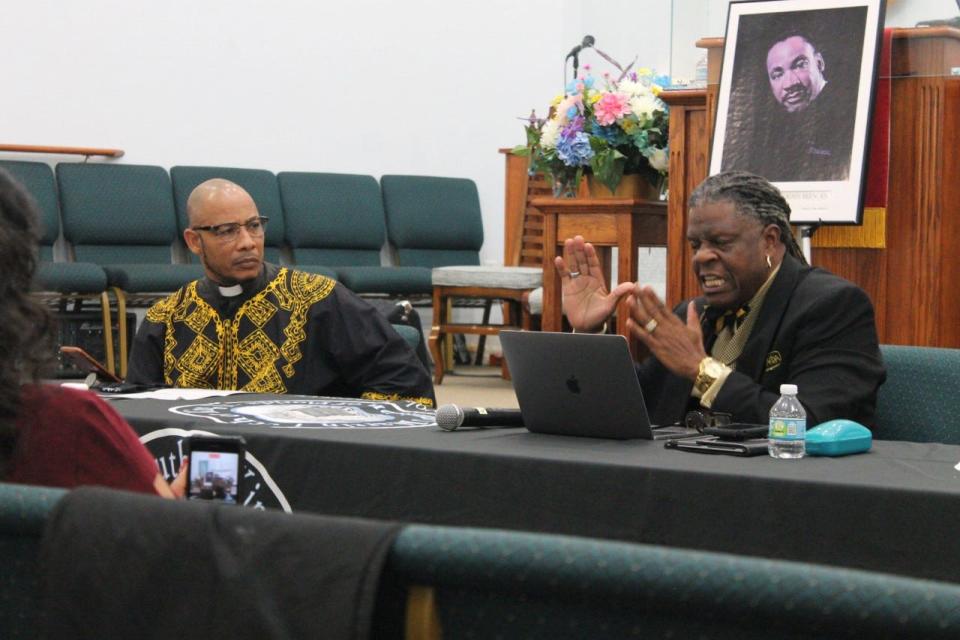 Greater Bethel AME Church Pastor Ron Rawls, left, and University of Florida African American and African Studies Professor the Dr. Rev. Rik Stevenson, right, were two of the four panelists at the town hall symposium billed as “The Role of the Black Church in the Modern Social Justice Movement" held Wednesday at DaySpring Baptist Church as part of the 2022 King Celebration activities.