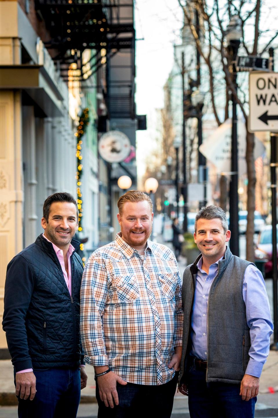 Thunderdome restaurant group co-founders/owners John Lanni, Alex Blust and Joe Lanni. Thunderdome is opening The Davidson on Fountain Square this November.