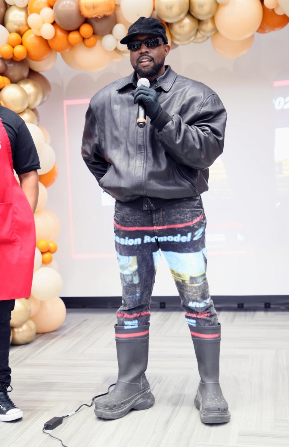 Kanye West wearing Balenciaga X Croc wellies (Getty Images)