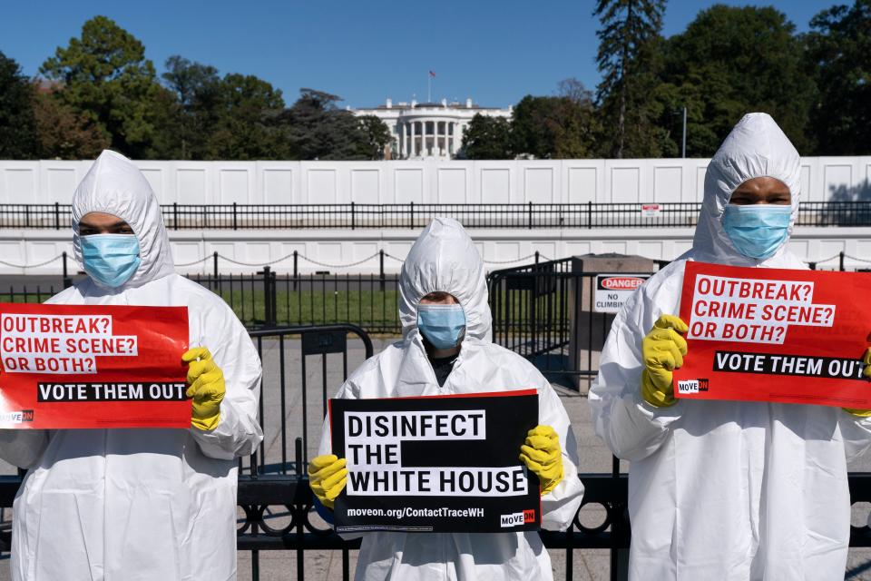 Protesters in front of the White House on Oct. 8, 2020.