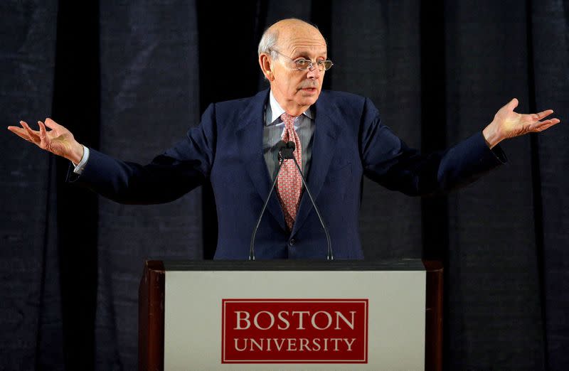 FILE PHOTO: U.S. Supreme Court Justice Stephen Breyer speaks at the Boston University School of Law in Boston