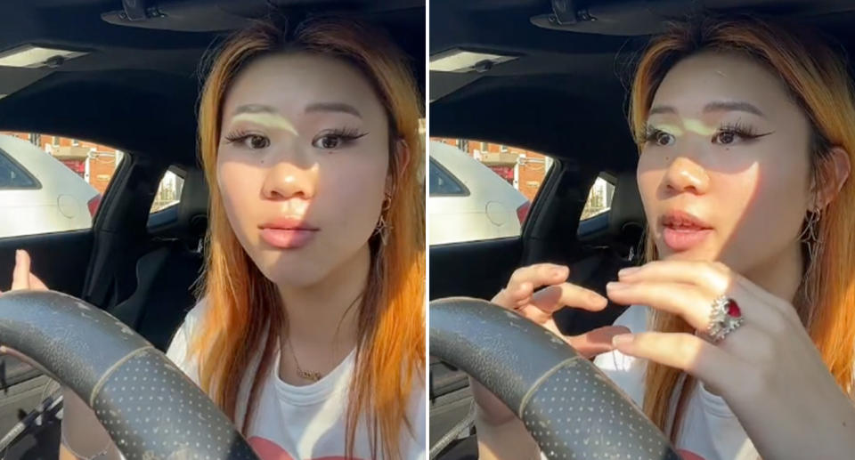 A young Sydney model influencer talks about copping a racist comment while trying to find a parking in Maroubra. Source: TikTok