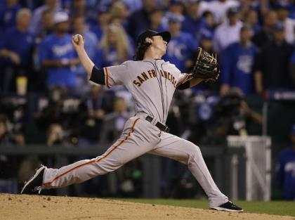 Tim Lincecum left Game 2 with a sore back. (AP)