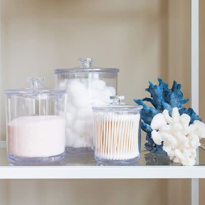 Some clear apothecary jars for your bathroom bits