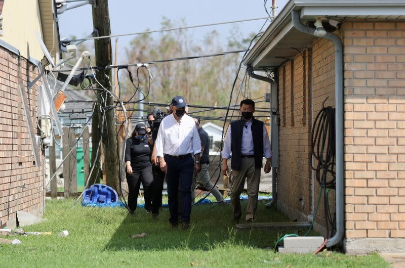 Biden tours a neighbourhood hit by Hurricane Ida