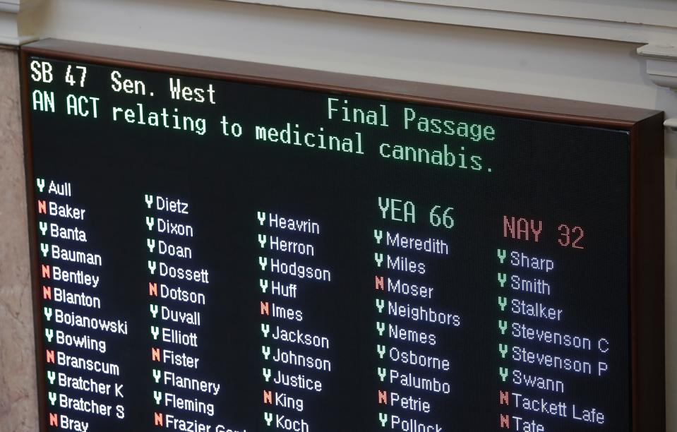 Senate Bill 47, a bill to legalize medical marijuana in Kentucky, passed in the House at the State Capitol Building in Frankfort, Ky. on Mar. 30, 2023.  