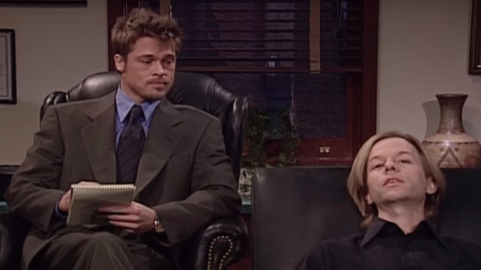 Brad Pitt and David Spade on SNL