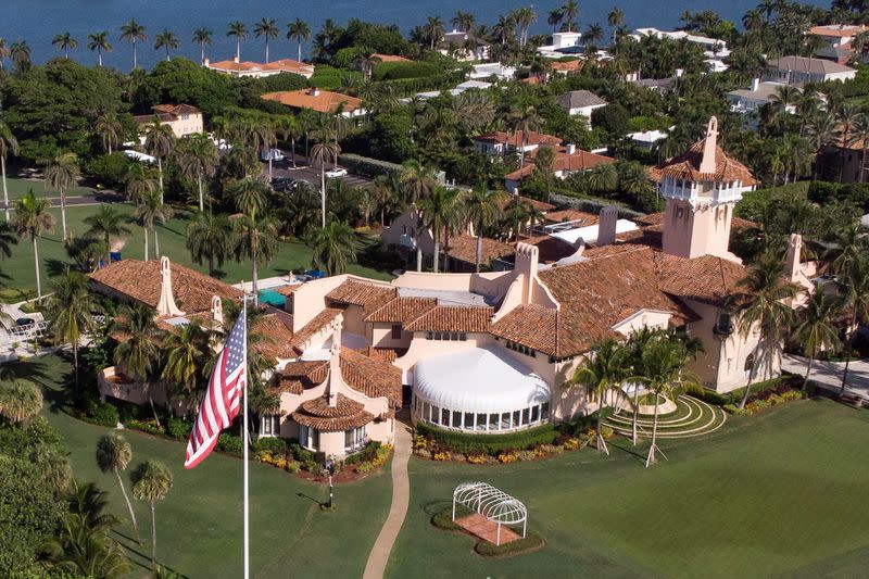 FILE PHOTO: An aerial view of former U.S. President Donald Trump's Mar-a-Lago home in Palm Beach