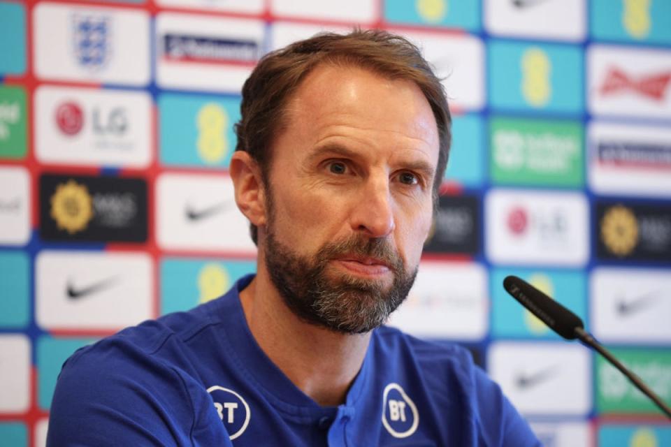 Gareth Southgate has called on England fans to behave   (The FA via Getty Images)