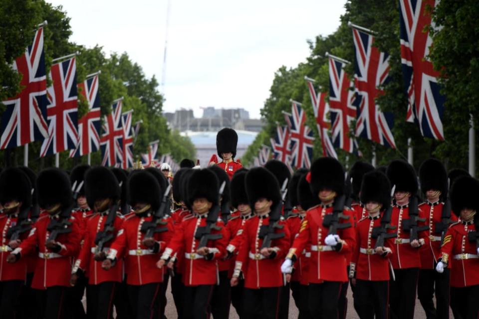 Members of the Household Cavalry take part in the Colonel's review rehearsal for Trooping the Colour, in honor of the official birthday of Britain's King Charles, in London, Britain June 8, 2024.