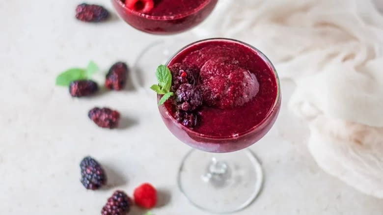 red wine slushie with berries