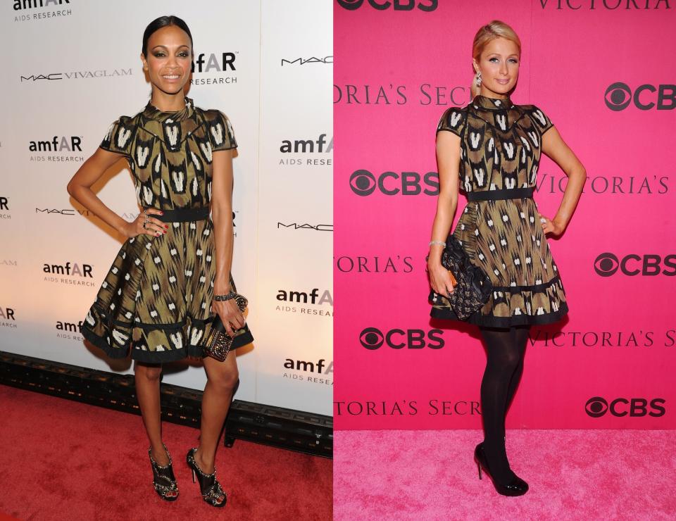 Zoe Saldana vs. Paris Hilton in Louis Vuitton