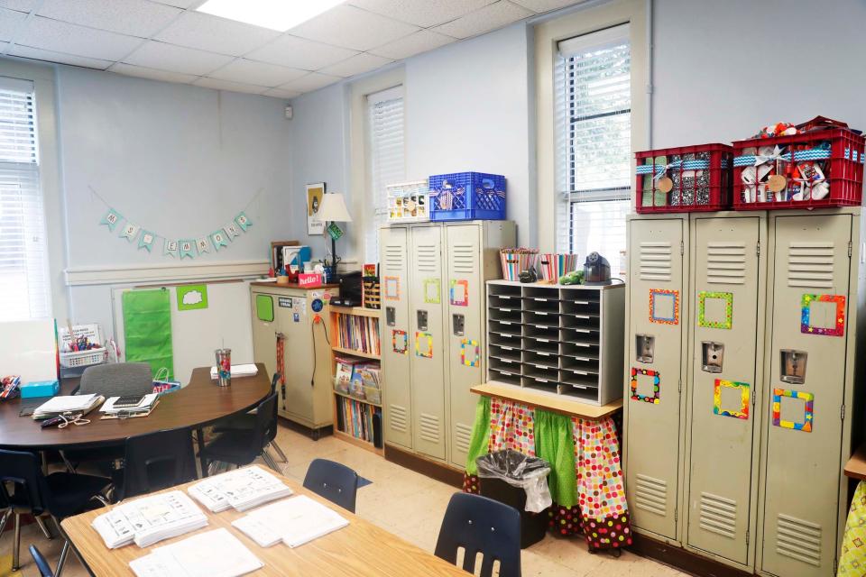 Memphis-Shelby County Schools teachers get ready for the new school year. The classroom of Shannon Emmons, a first-grade teacher at Snowden School, is seen here on Aug. 4, 2023, in Memphis, Tennessee.