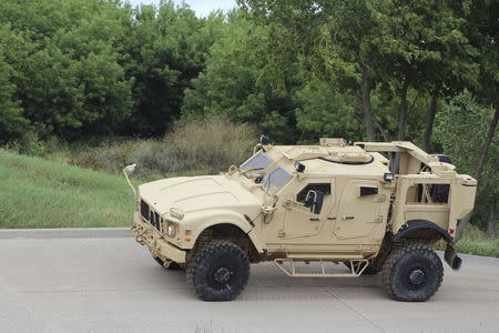 Oshkosh JLTV military vehicle is shown in Oshkosh, Wisconsin in this picture taken on August 19, 2015 and released to Reuters on August 23, 2015. REUTERS/Oshkosh Corporation/Handout via Reuters