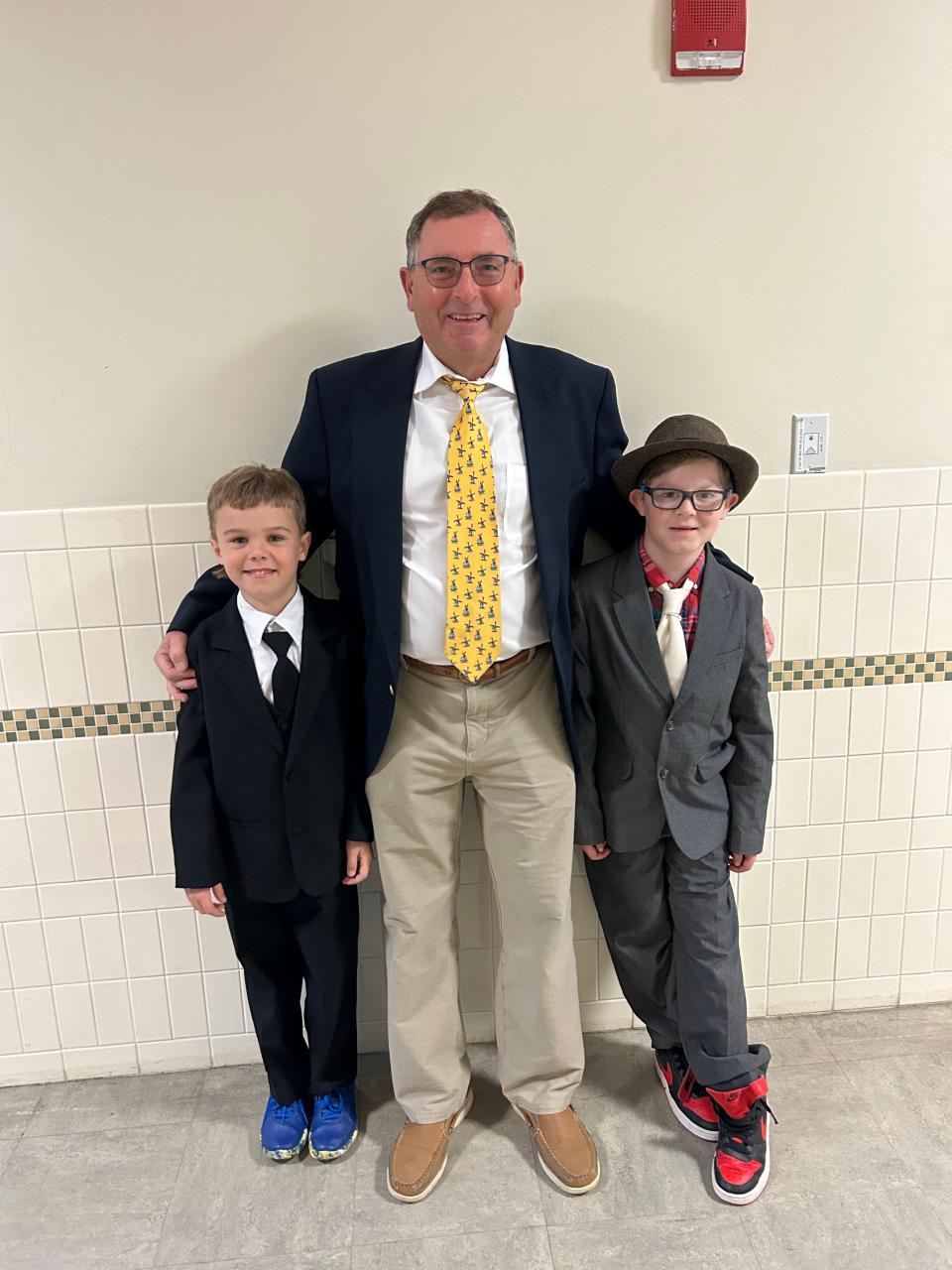 James Ramage, Dean Paquette and Lincoln Bolitho dressed up for 'Dapper Day' at their Chelsea, Maine elementary school.