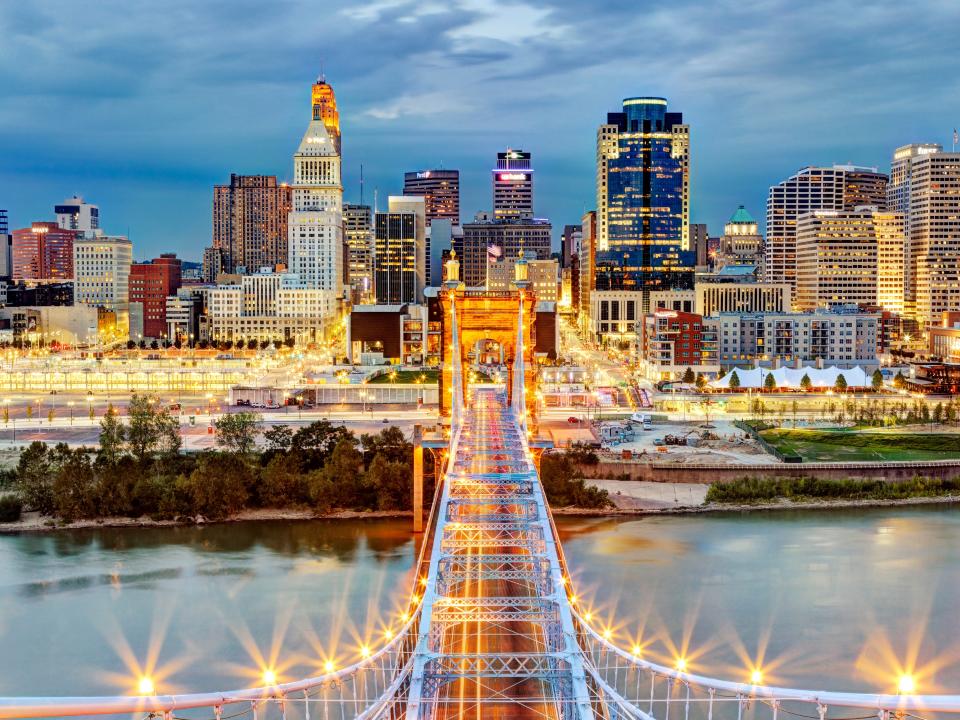 Skyline of Cincinnati, Ohio.