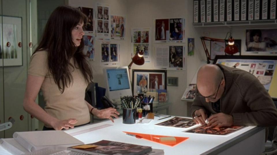 Anne Hathaway and Stanley Tucci in The Devil Wears Prada