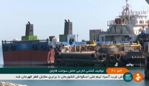 An image grab taken from the Islamic Republic of Iran News Network (IRINN) state television channel on August 4, 2019 reportedly shows a foreign tanker seized by Iran in the Gulf, the third such seizure in less than a month