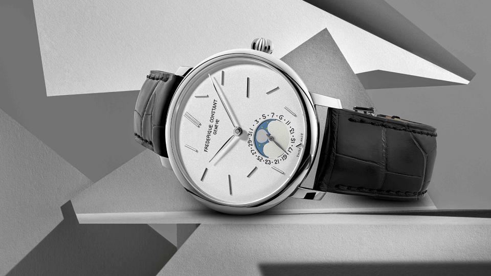 FREDERIQUE CONSTANT Slimline Moonphase Date Manufacture seconde/seconde/，定價NT$128,000（限量100只）