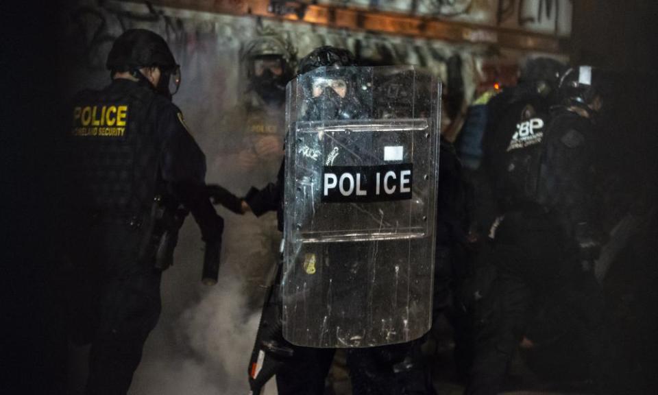 Federal police officers in Portland on 23 July.