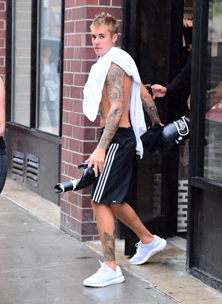 Justin Bieber leaving a NYC boxing gym. (Photo: Splash News)