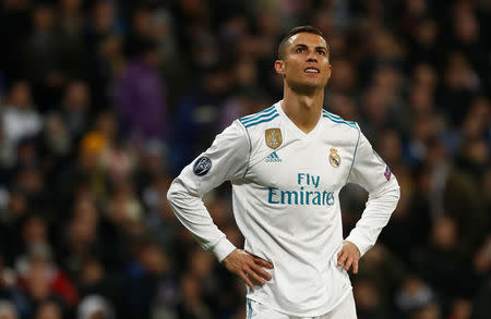 Soccer Football - Champions League - Real Madrid vs Borussia Dortmund - Santiago Bernabeu, Madrid, Spain - December 6, 2017 Real Madrid’s Cristiano Ronaldo reacts after a missed chance REUTERS/Juan Medina