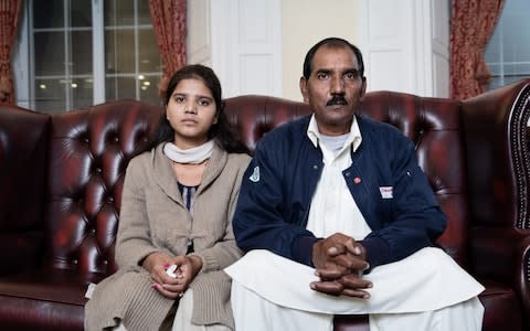 Ashiq Masih and Eisham Ashiq, father and daughter of Asia Bibi. Bibi, - Credit: Teri Pengilley