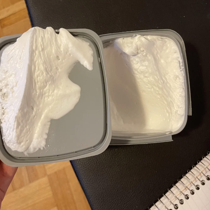 It looks like marshmallow cream in a jar