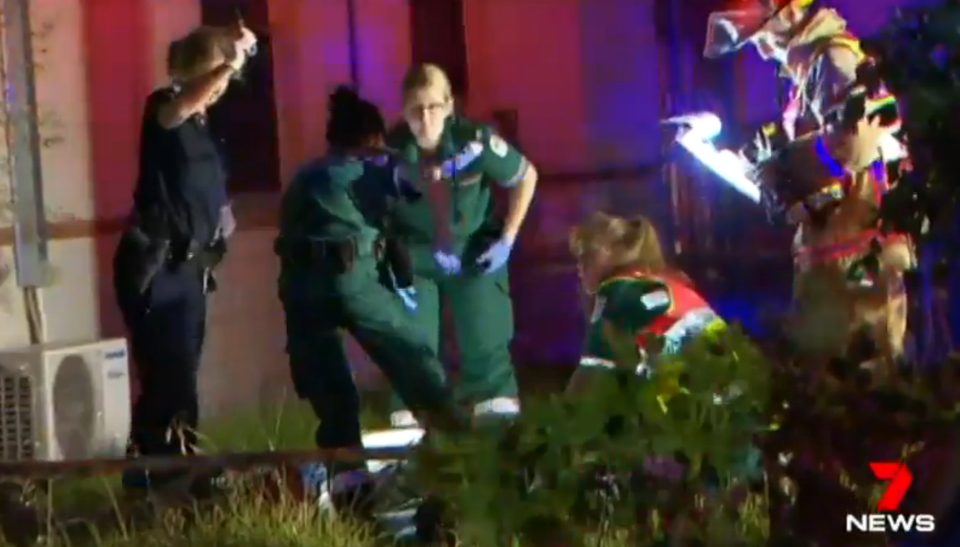 Ambulance officers worked quickly to save the man's life. Source: 7 News