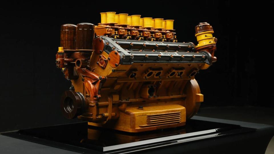 Master Craftsman Bill Dietz Creates Lifelike Wooden Ferrari V12 Engine Model