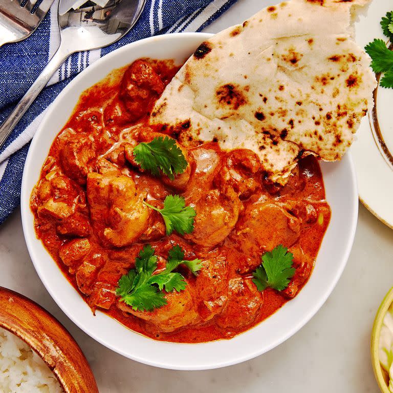 <p><a href="https://www.delish.com/uk/cooking/recipes/a29770946/easy-indian-butter-chicken-recipe/" rel="nofollow noopener" target="_blank" data-ylk="slk:Butter chicken;elm:context_link;itc:0;sec:content-canvas" class="link ">Butter chicken</a> is your favourite Indian takeaway dish that you can now make faster than delivery. Full of flavour, this dish will become a weekly staple. Chicken thighs become extremely tender under all the sauce that you'll want to soak up with plenty of naan. </p><p>Get the <a href="https://www.delish.com/uk/cooking/recipes/a29983380/instant-pot-butter-chicken-recipe/" rel="nofollow noopener" target="_blank" data-ylk="slk:Instant Pot Butter Chicken;elm:context_link;itc:0;sec:content-canvas" class="link ">Instant Pot Butter Chicken</a> recipe. </p>