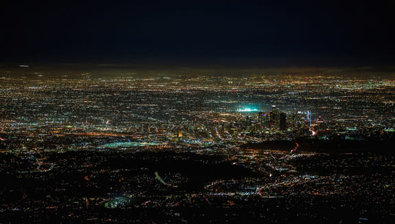 This photo, taken from Mount Wilson, shows light pollution over downtown Los Angeles.